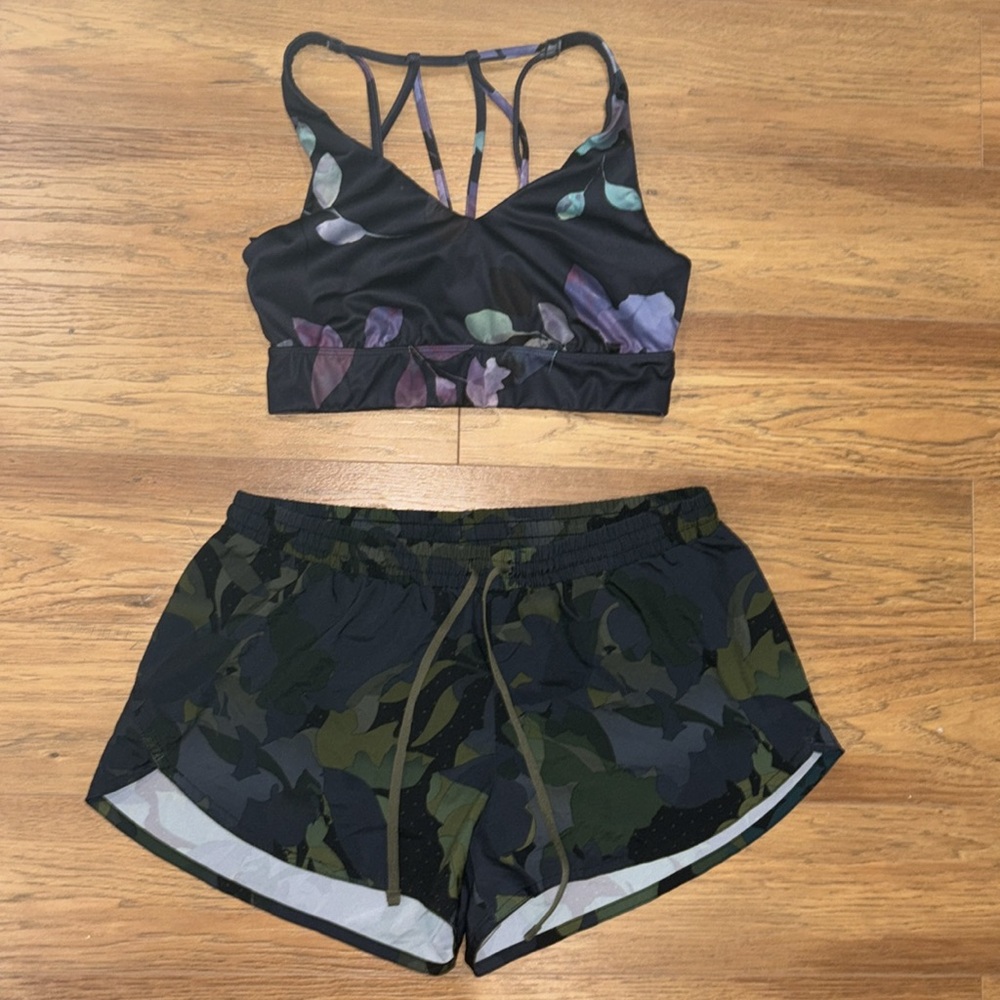 Women's Active Workout Set ~ Performance Bra & Active Lined Running Sorts Sz S